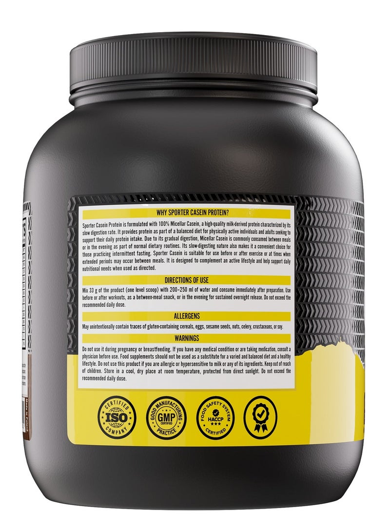 Sporter Casein Protein, Micellar Casein, Slow-Digesting, 25.4g Protein per Serving, 1.9 lbs, Muscle Recovery (900g, Chocolate) - Image 3
